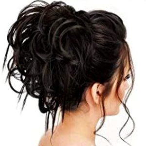 Messy Hair Bun Tousled Updo Hair Scrunchies Extension With Elastic Rubber Band